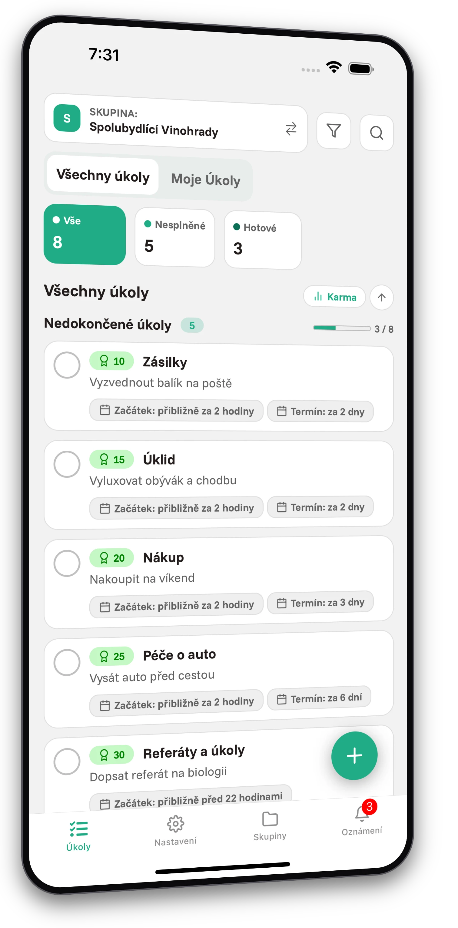 Sada screenshotů z aplikace Jobiro - Ukázka soukromých skupin pro žáky základních škol. - Screenshot 1