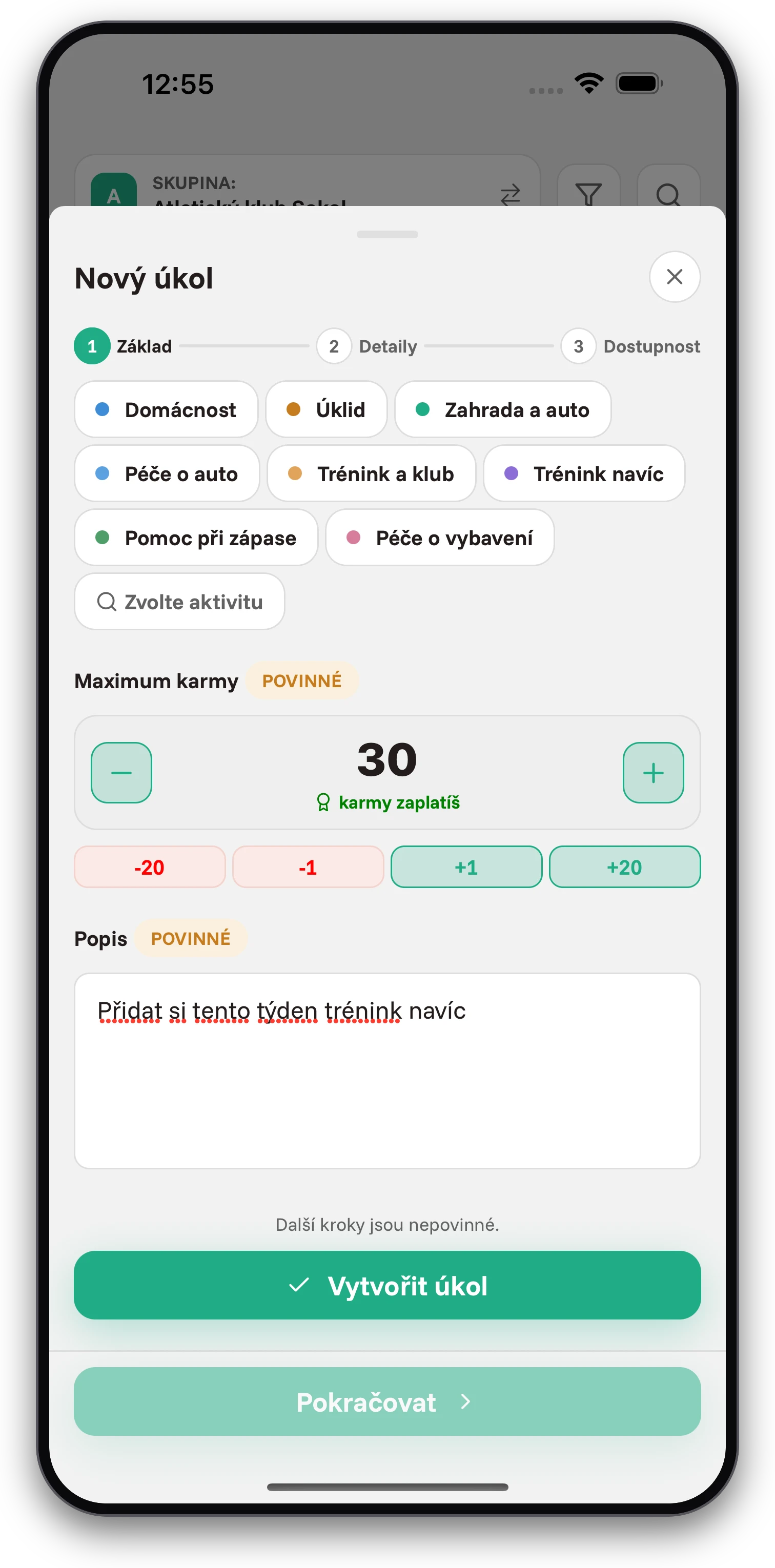 Screenshoty z aplikace Jobiro - Platby virtuální měnou za dokončené tréninky jako podpora motivace. - Screenshot 1