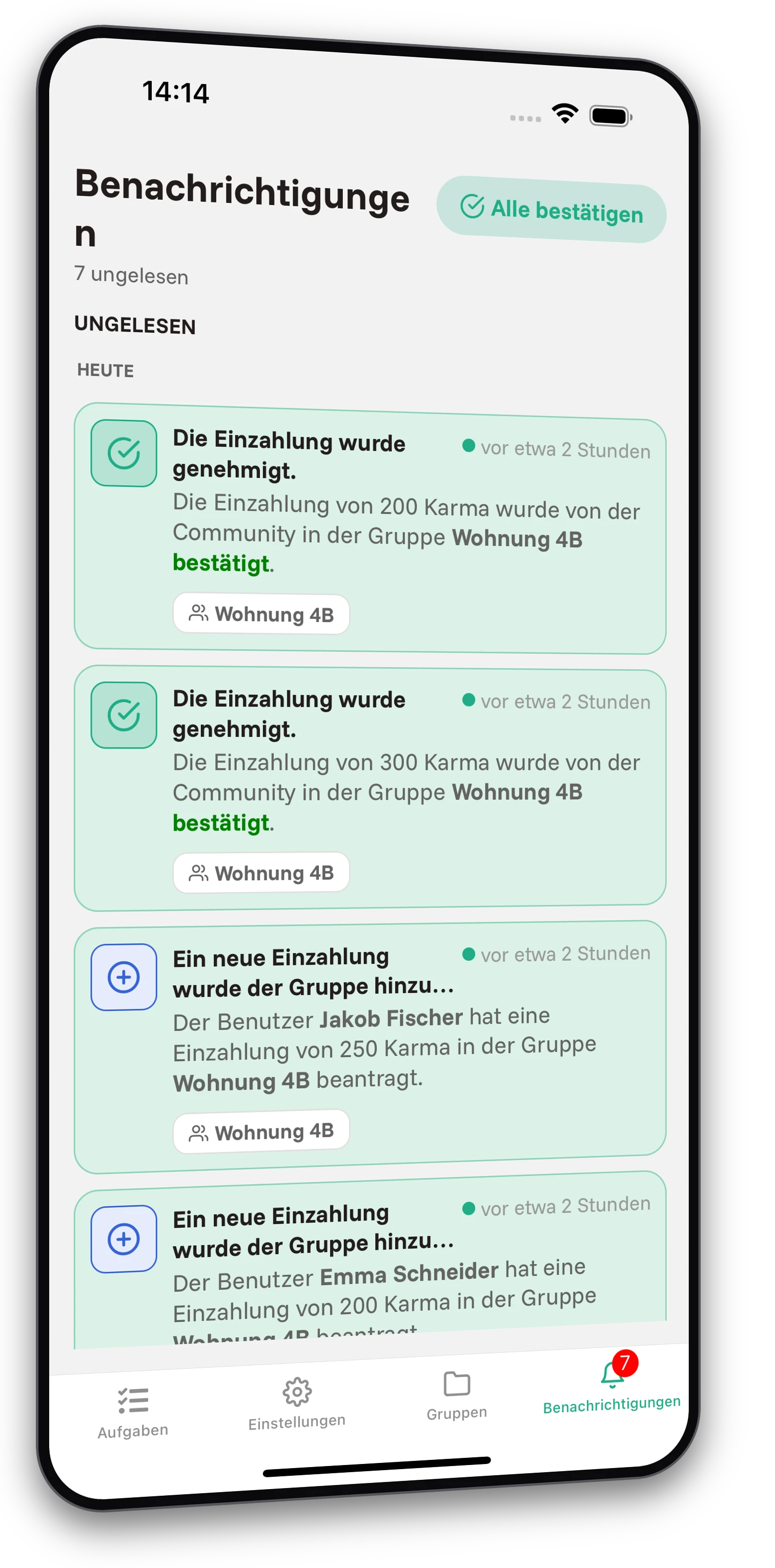 Screenshot der Jobiro-App - Viele Aufgaben, völlig kostenlos und ohne Einschränkungen.