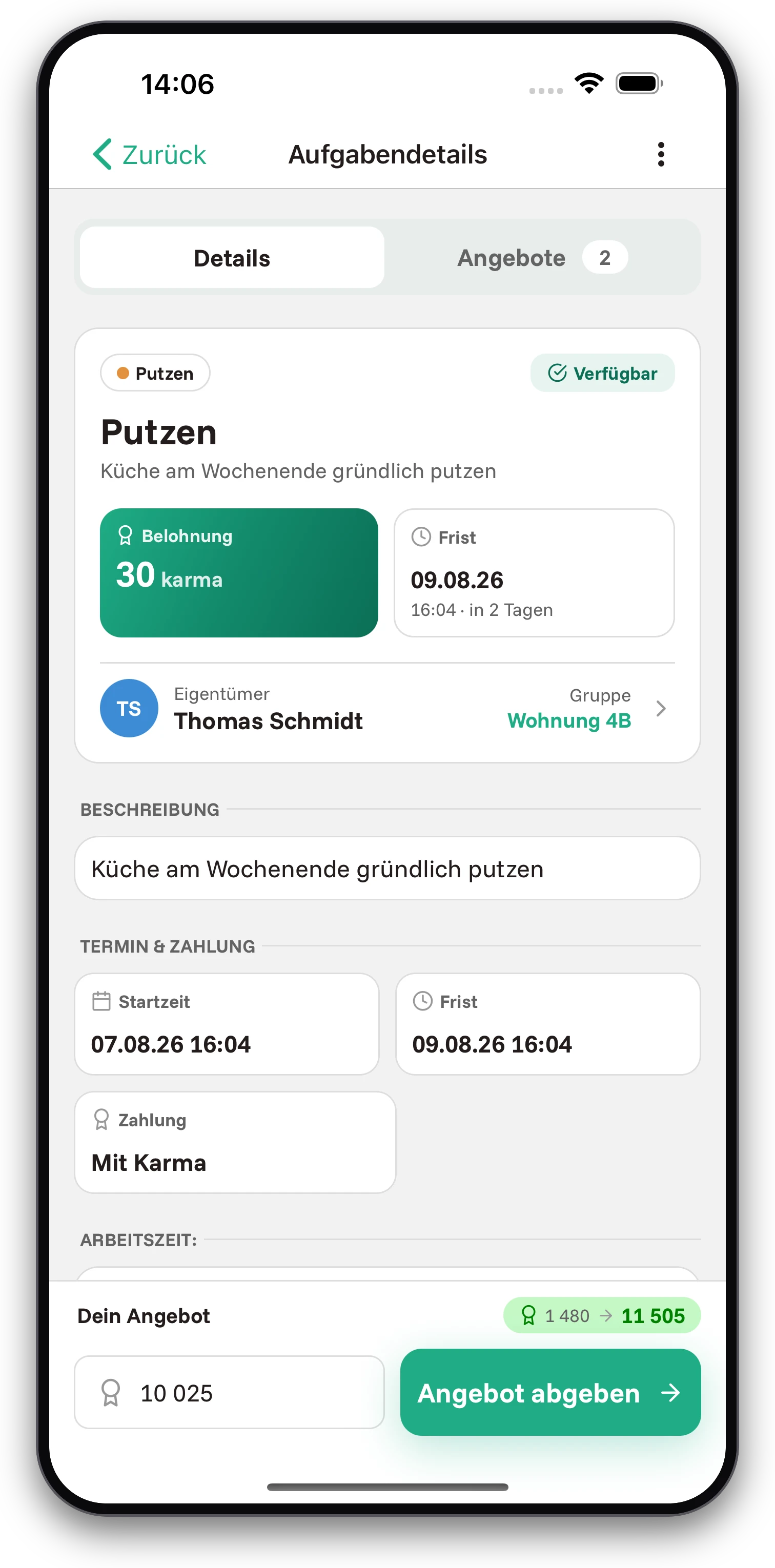 Screenshots der Jobiro-App - Erstellung von Aufgaben. - Screenshot 1