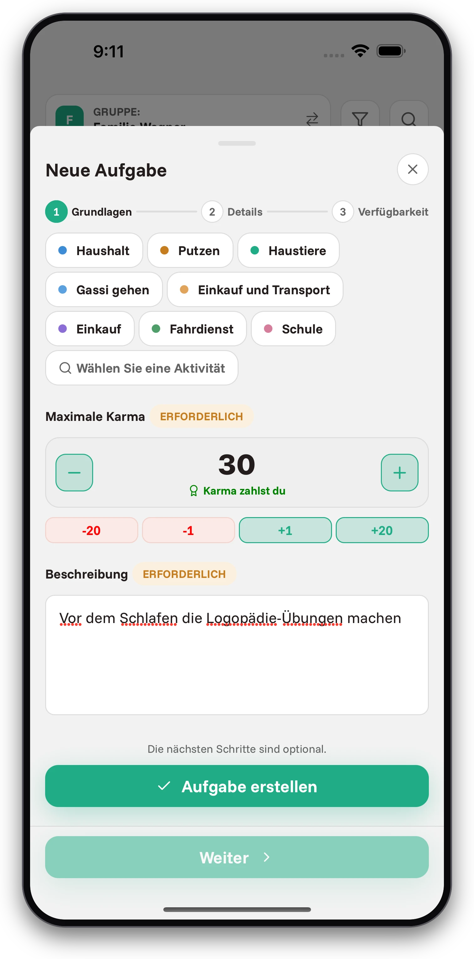 Screenshots der Jobiro-App - Belohnung von Kindern über eine virtuelle Währung und die Möglichkeit der Taschengeldauszahlung. - Screenshot 1