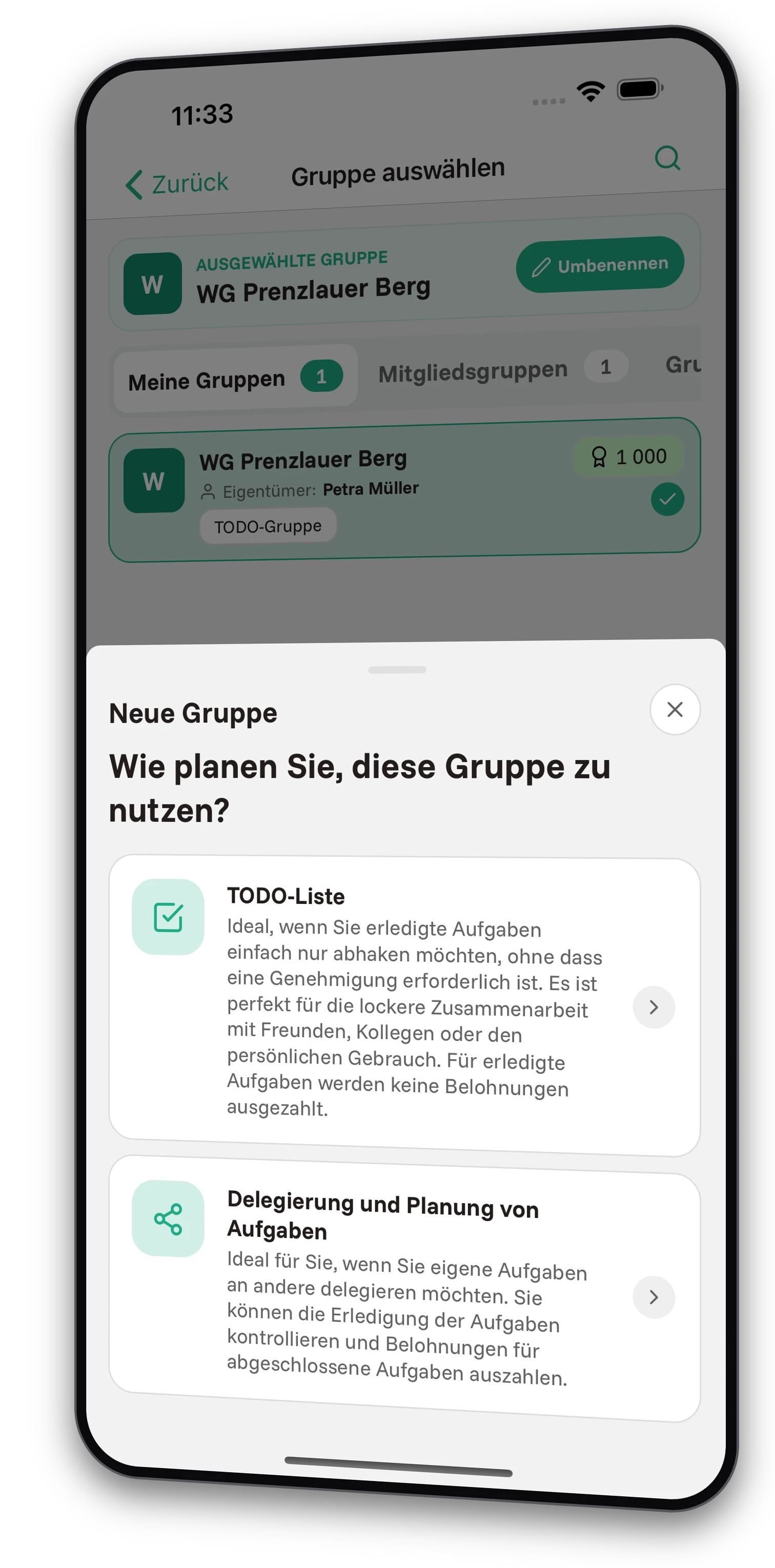 Screenshots der Jobiro-App - Belohnung für Aufgaben in Form von Karma. - Screenshot 3