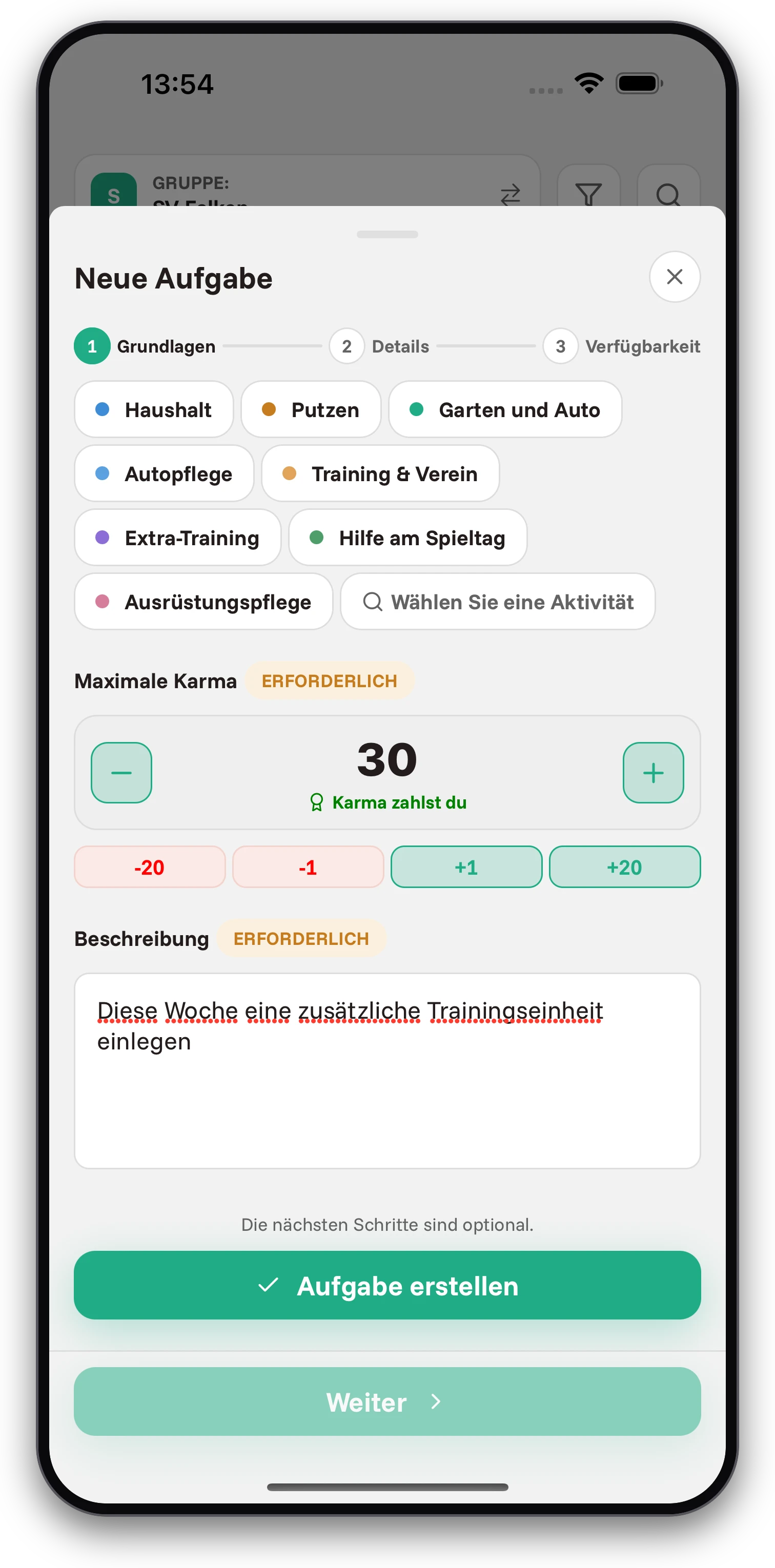 Screenshots der Jobiro-App - Zahlungen in virtueller Währung für abgeschlossene Trainingseinheiten zur Motivationsförderung. - Screenshot 1