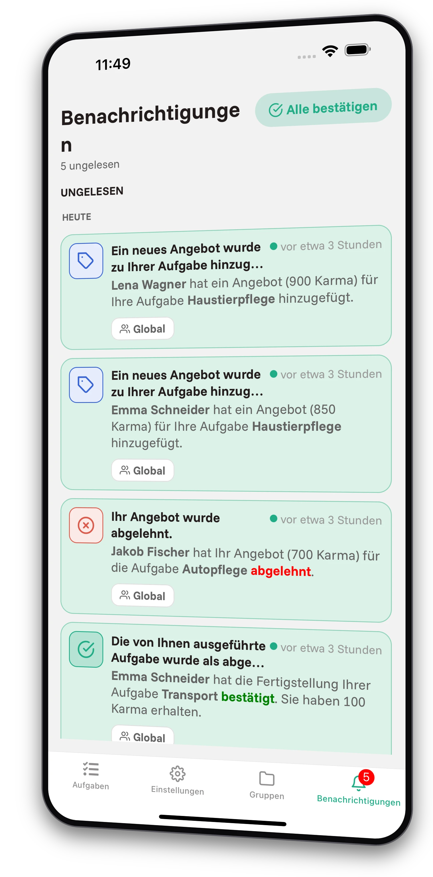 Screenshots der Jobiro-App - Auswahl des Aufgabenlösers und der besten Angebote. - Screenshot 3