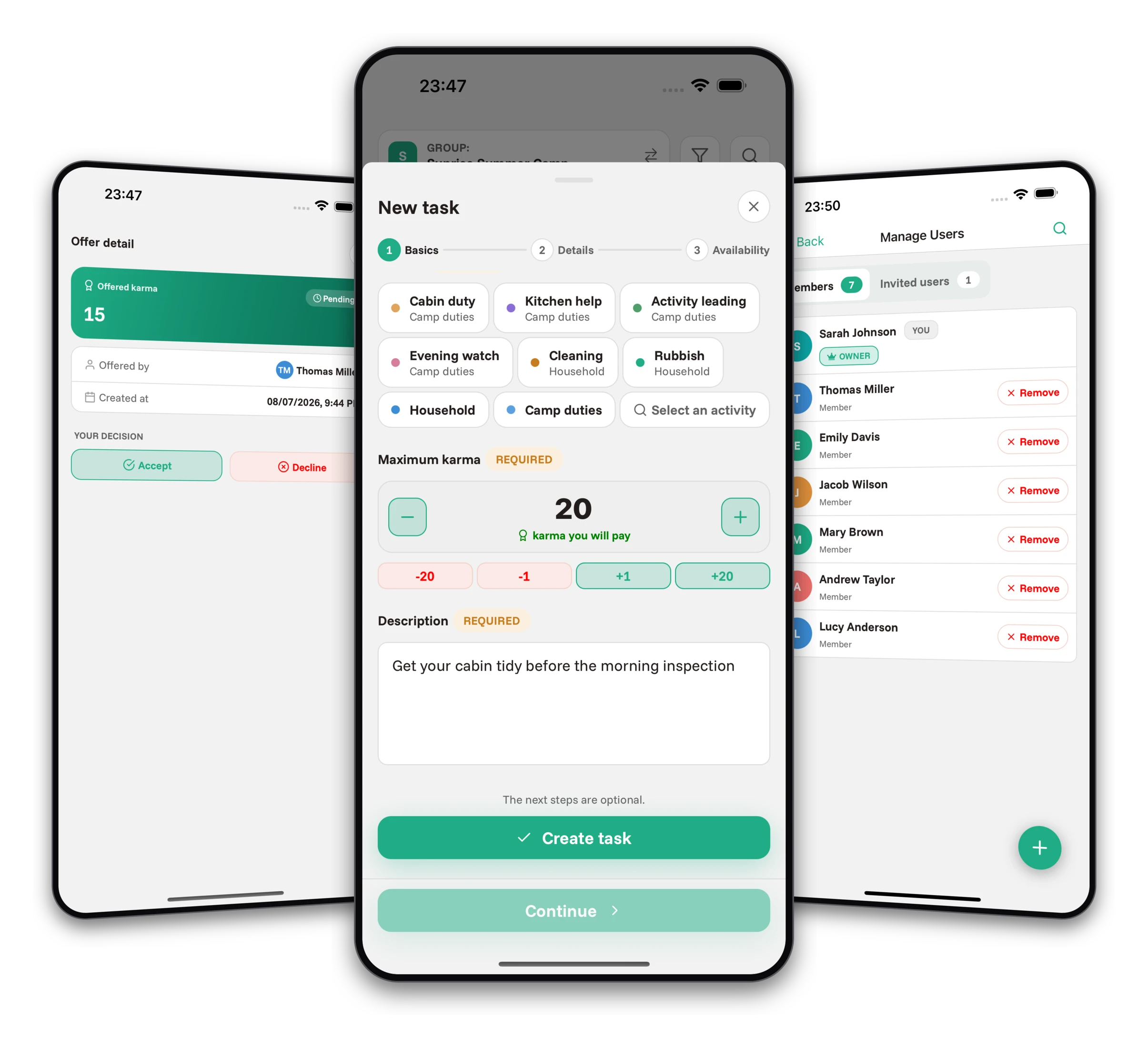 Screenshots from the Jobiro app - Virtual currency payments.