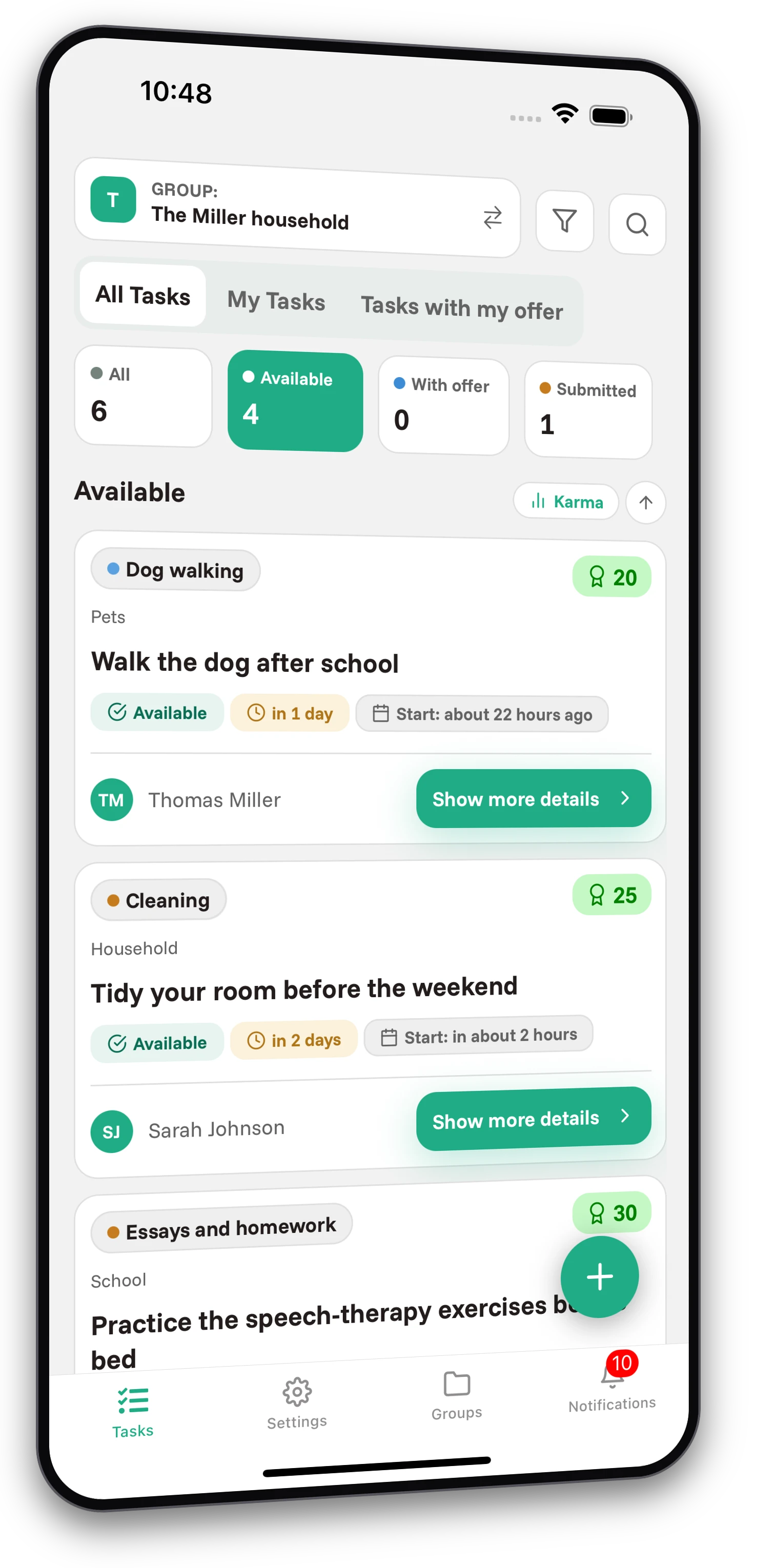 Set of screenshots from the Jobiro app - Preview of private groups for parents. - Screenshot 1