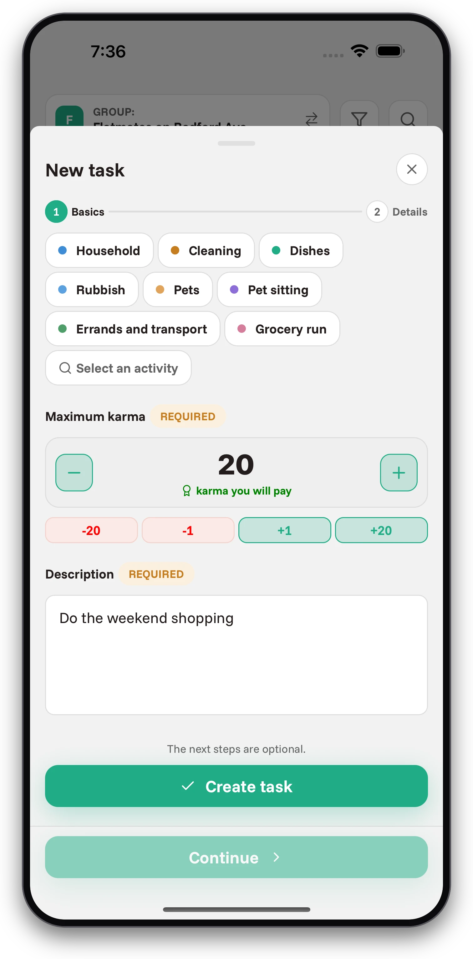 Screenshots from the Jobiro app - Reward for tasks in the form of karma. - Screenshot 1