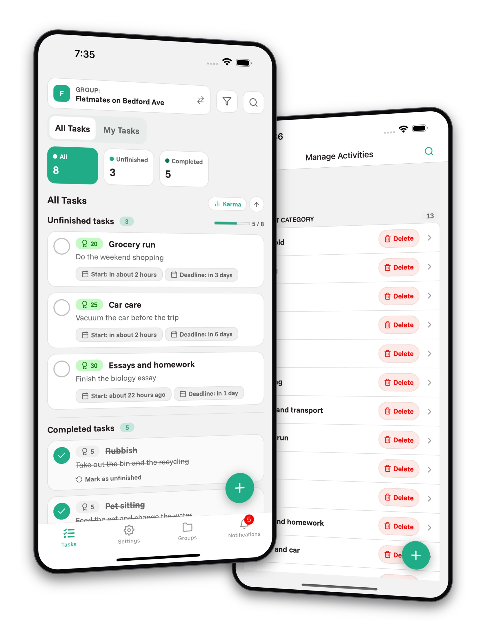Set of screenshots from the Jobiro app - Preview of private groups for primary school students.
