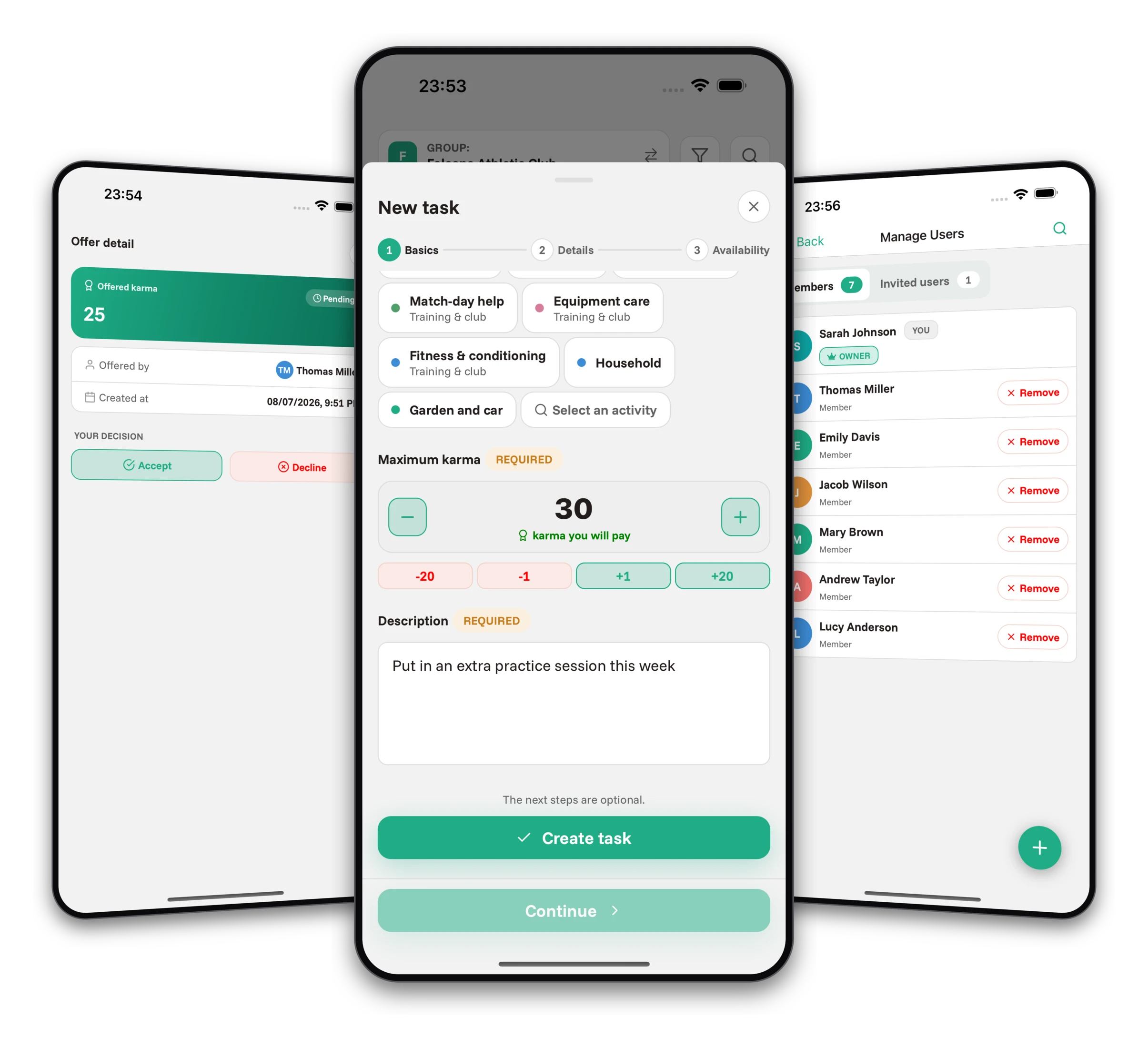 Screenshots from the Jobiro app - Virtual currency payments for completed workouts to support motivation.