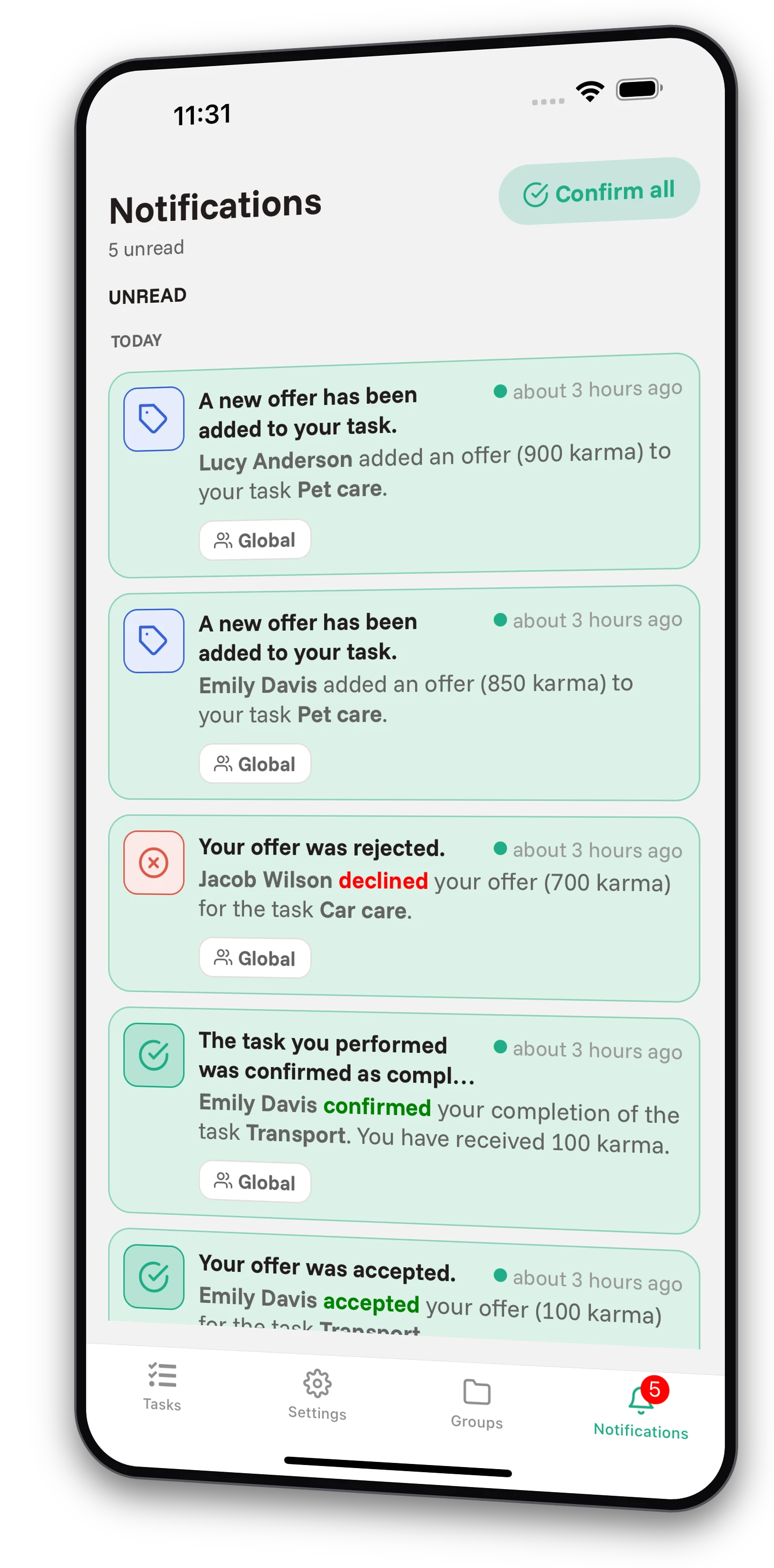 Screenshots from the Jobiro app - Choosing a task solver and the best offers. - Screenshot 3