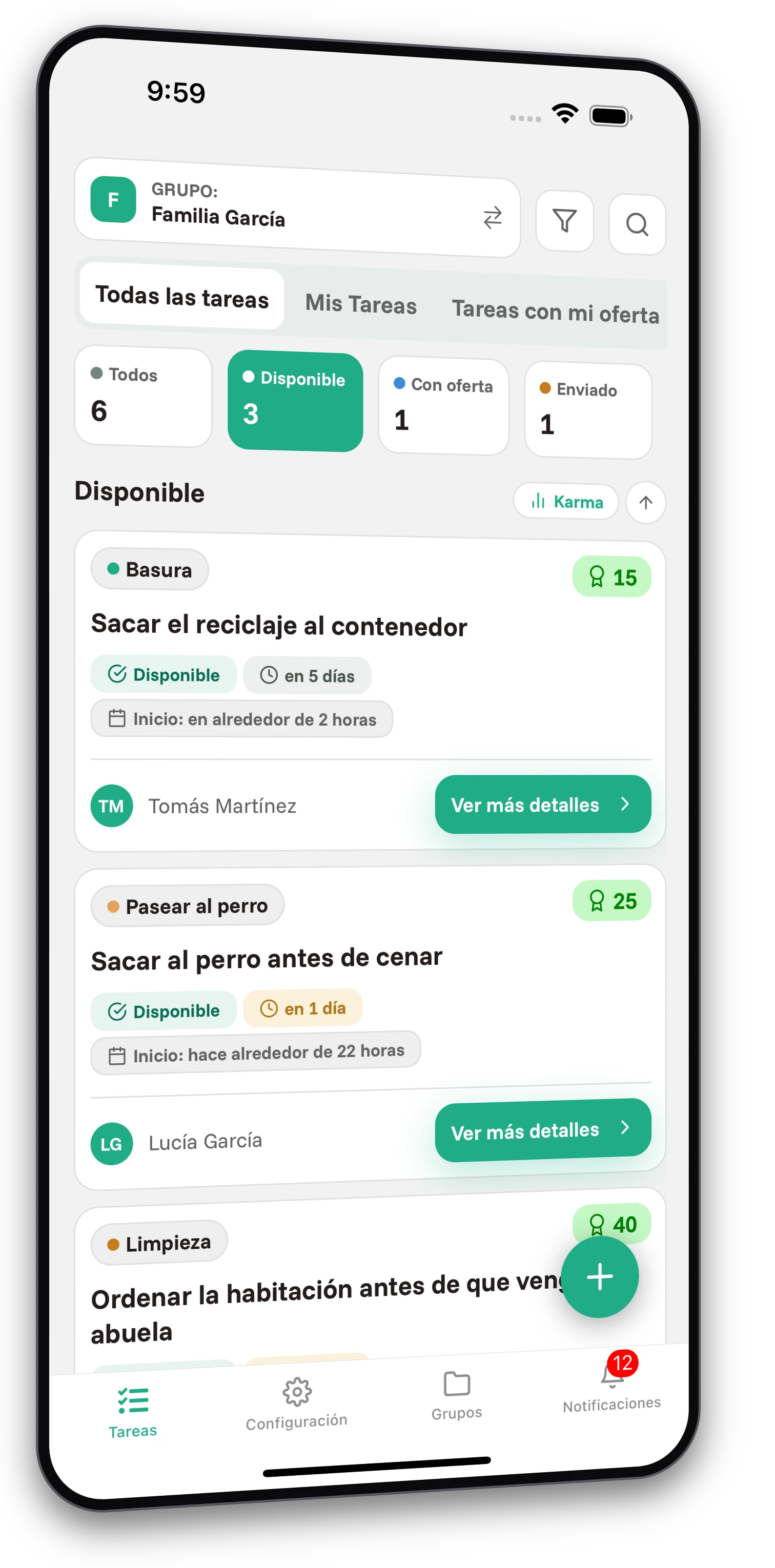 Conjunto de capturas de pantalla de la aplicación Jobiro - Vista previa de grupos privados para familias. - Screenshot 1