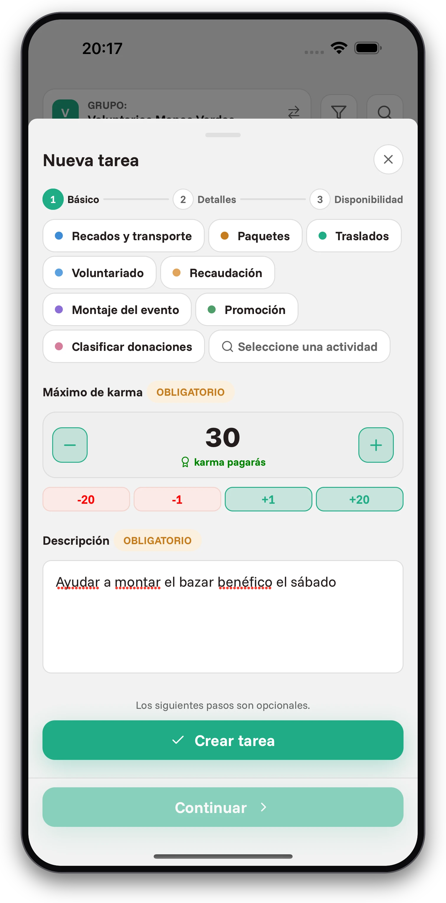 Capturas de pantalla de la aplicación Jobiro - Pago a colaboradores mediante la moneda virtual llamada karma. - Screenshot 1