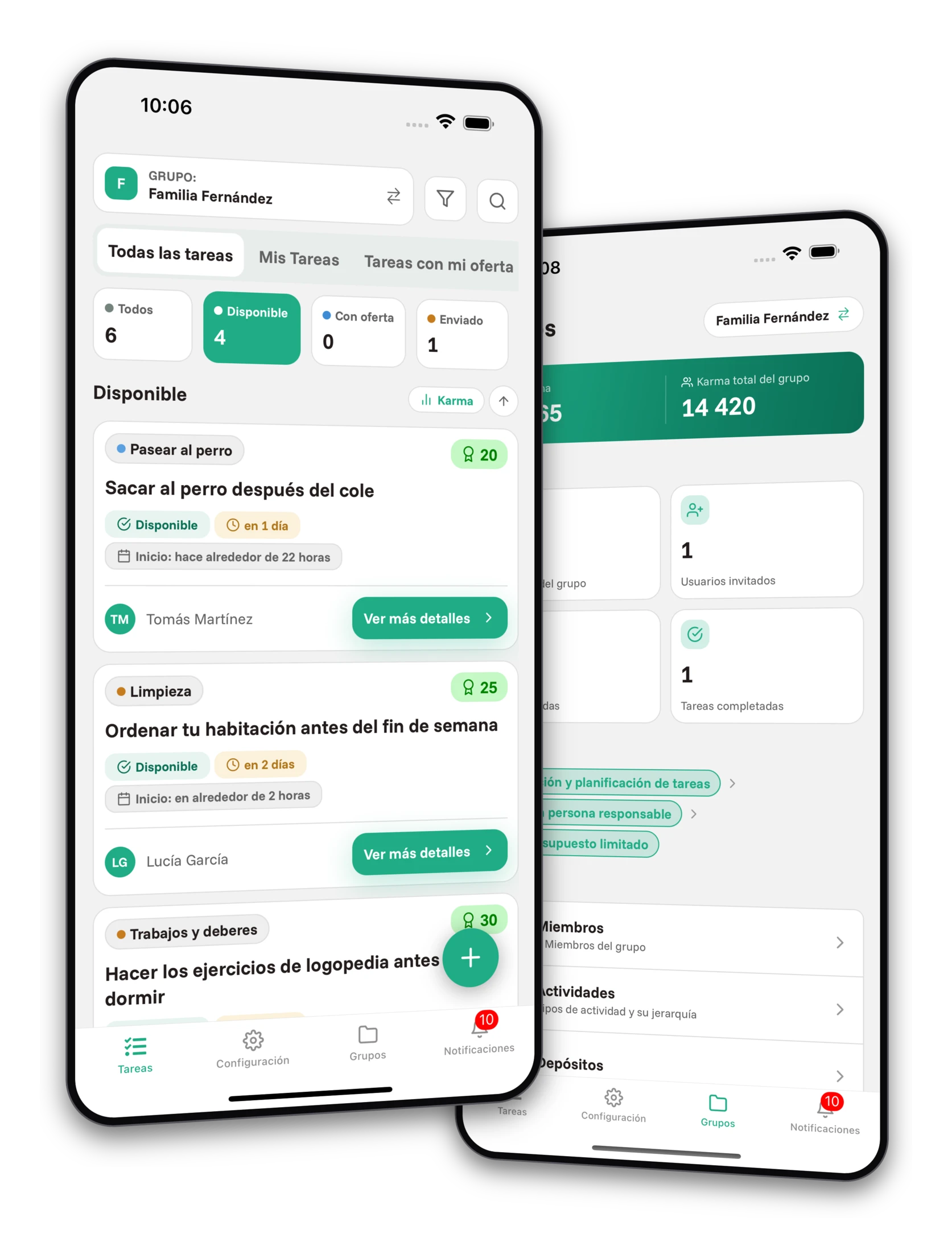Conjunto de capturas de pantalla de la aplicación Jobiro - Vista previa de grupos privados para padres.