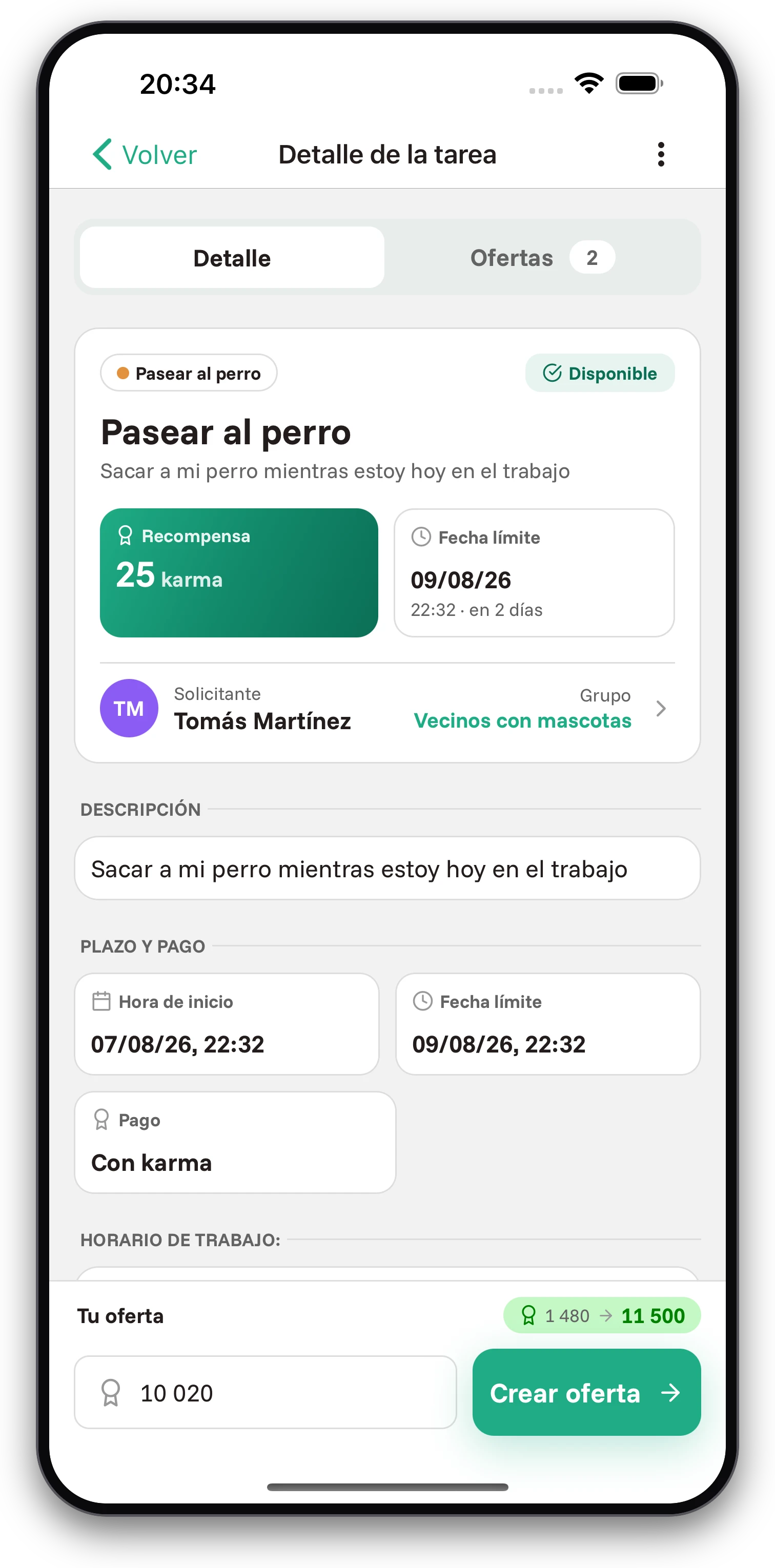 Capturas de pantalla de la aplicación Jobiro - Elección del ejecutor de la tarea basada en las ofertas recibidas. - Screenshot 1