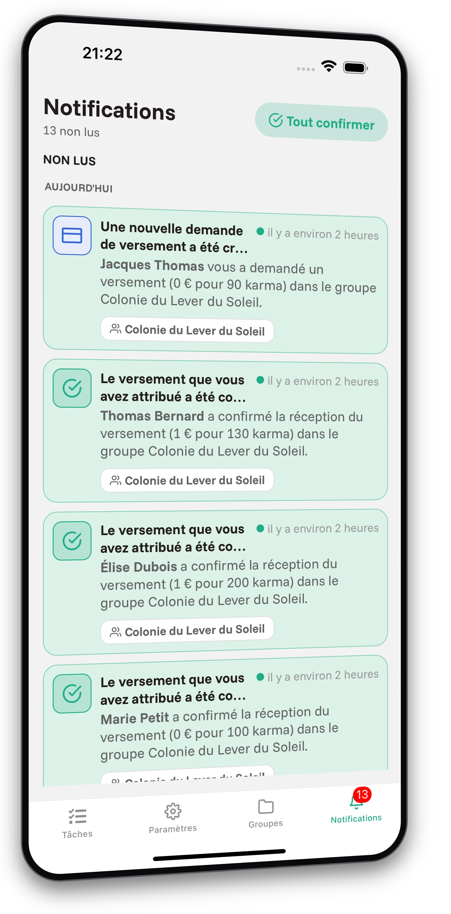 Capture d'écran de l'application Jobiro - De nombreuses tâches, entièrement gratuite et sans limites.