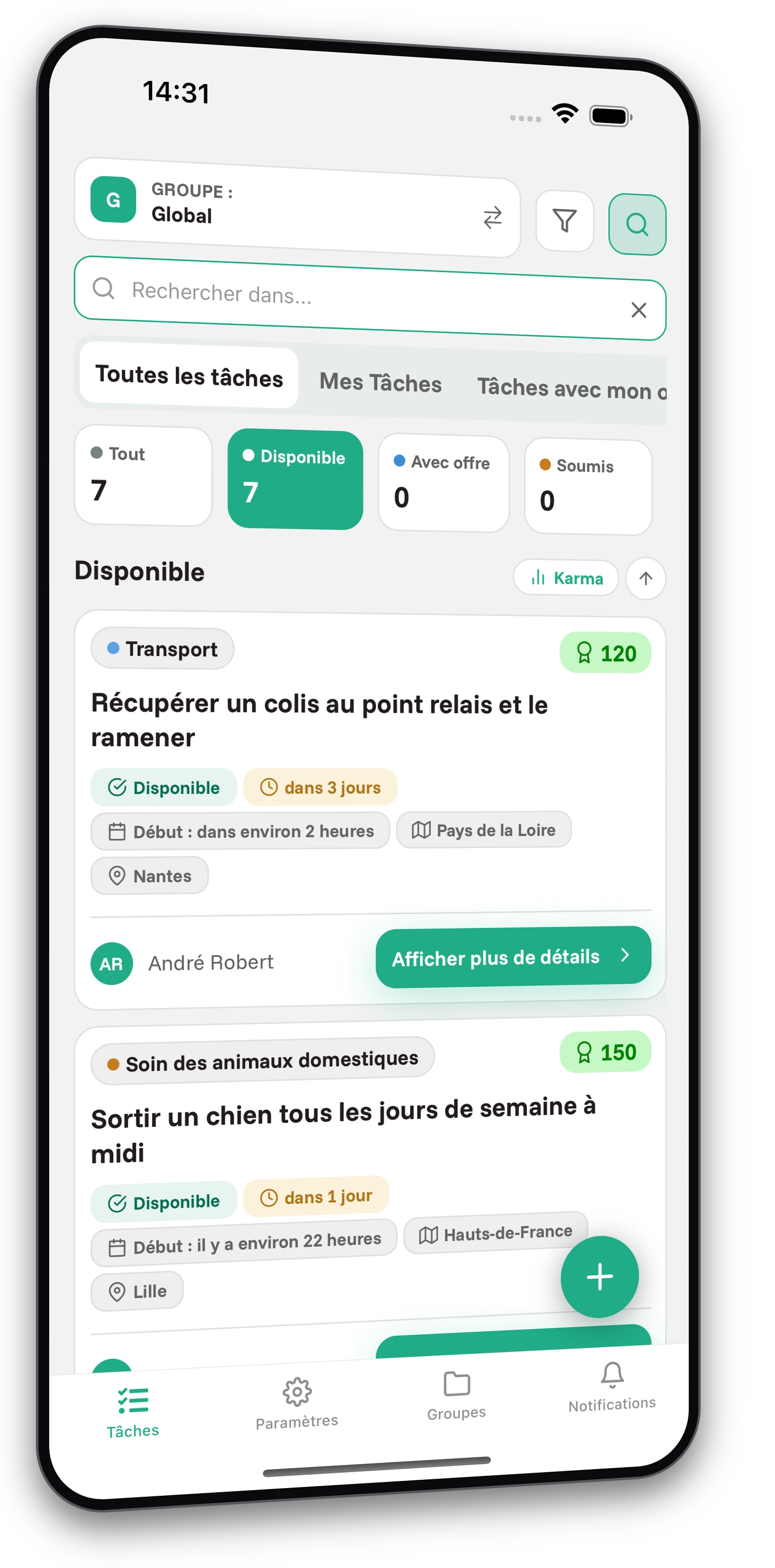 Capture d'écran de l'application Jobiro - De nombreuses tâches, entièrement gratuite et sans limites.