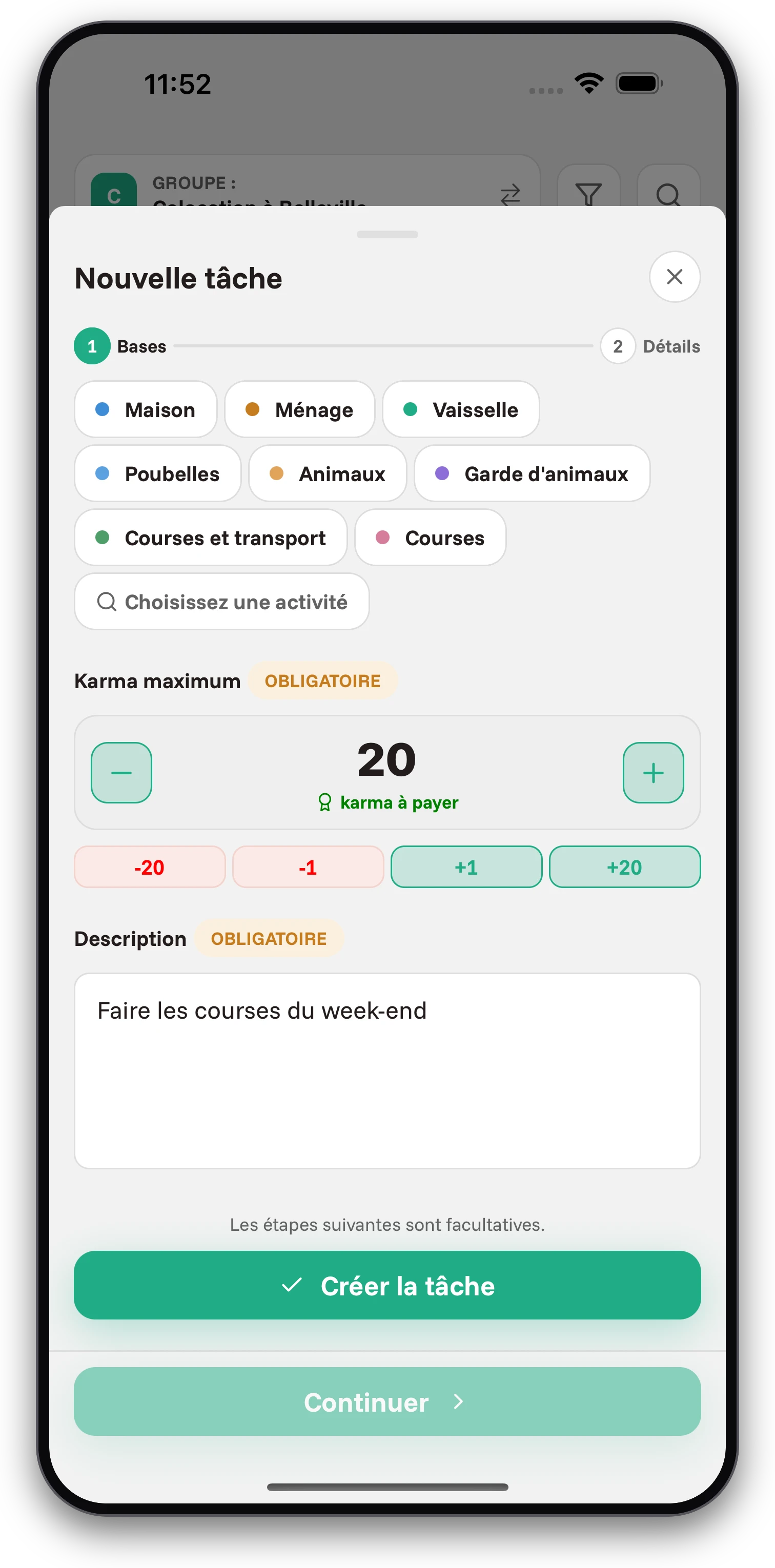 Captures d'écran de l'application Jobiro - Récompense pour les tâches sous forme de karma. - Screenshot 1