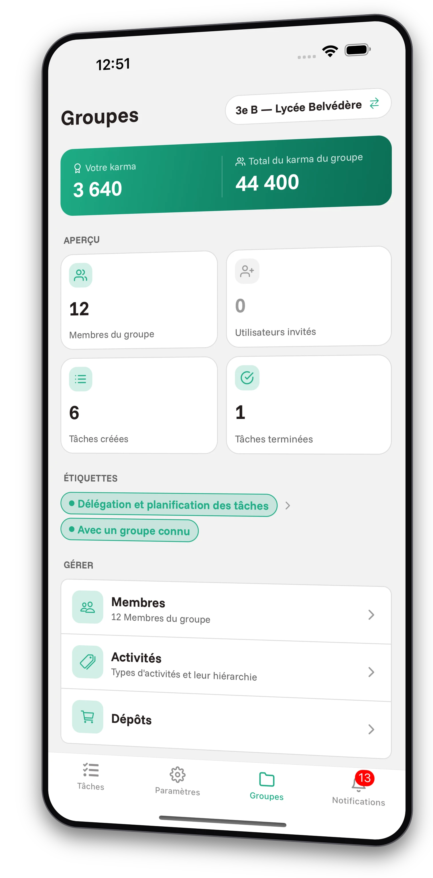 Ensemble de captures d'écran de l'application Jobiro - Aperçu des groupes privés pour les lycéens. - Screenshot 2