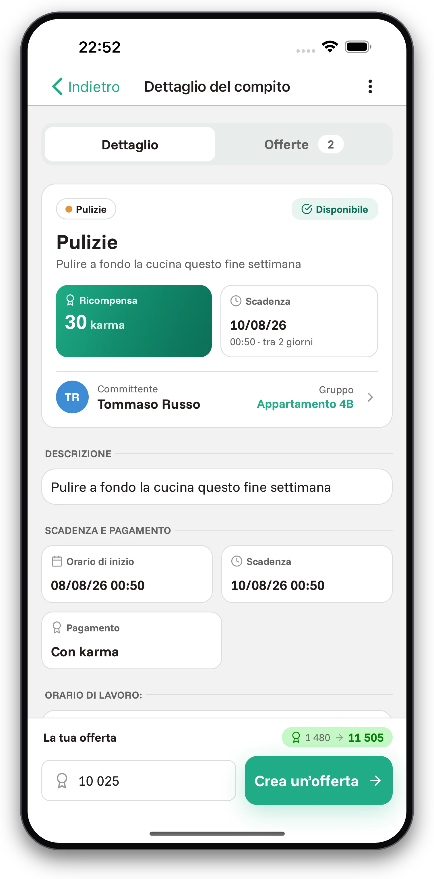 Screenshot dell'app Jobiro - Creazione di attività. - Screenshot 1