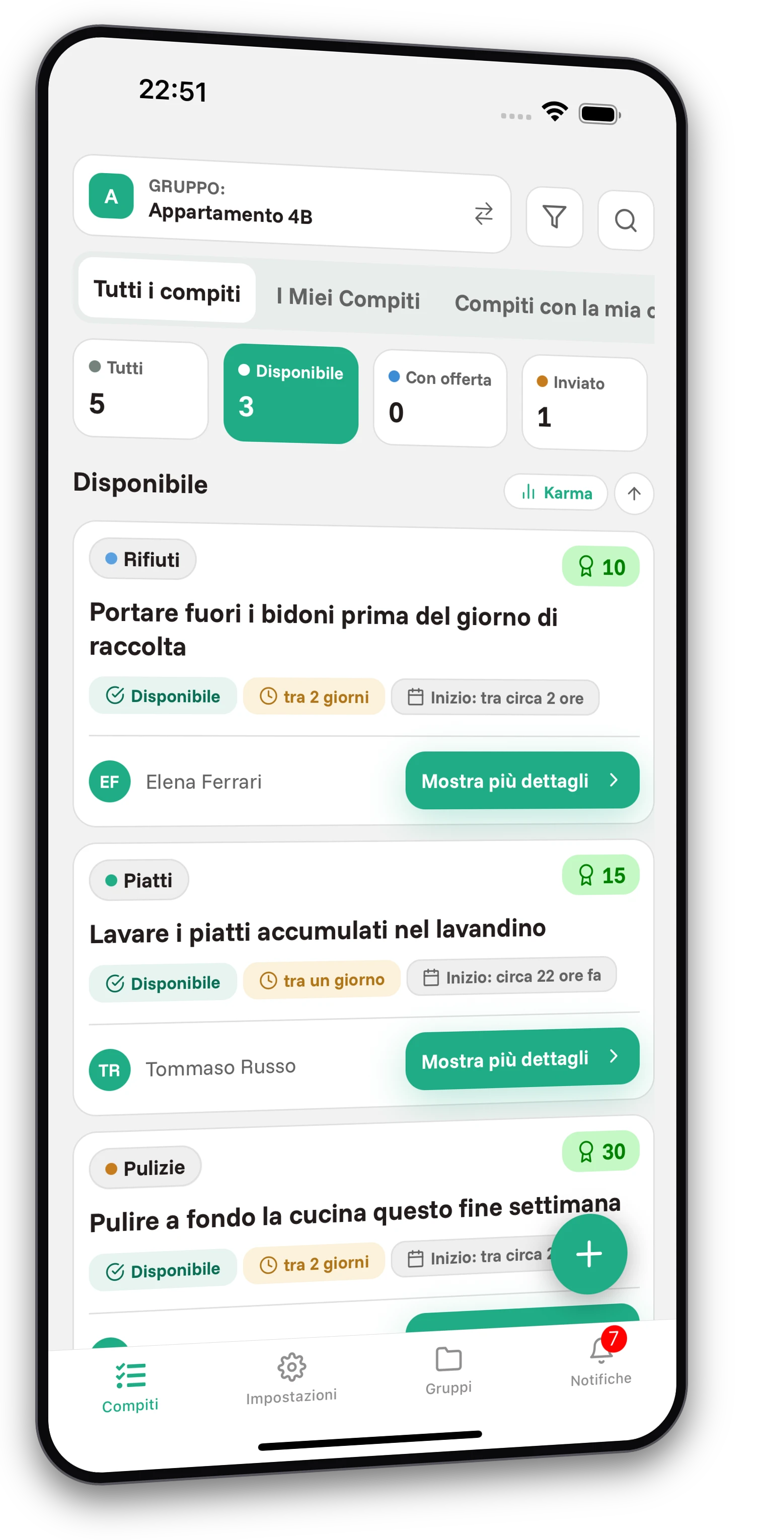 Set di screenshot dell'app Jobiro - Anteprima dei gruppi privati per i coinquilini. - Screenshot 1
