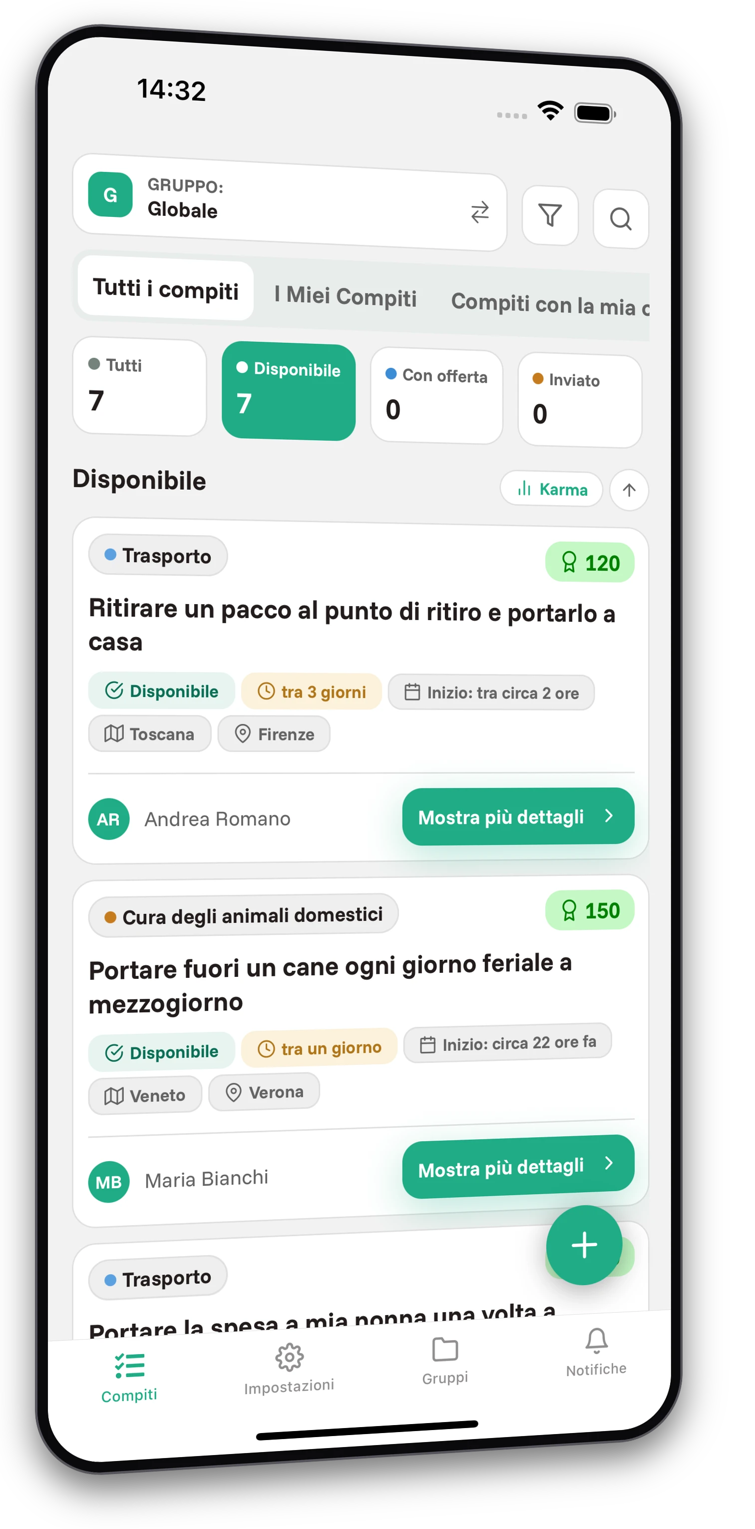 Set di screenshot dell'app Jobiro - Anteprima dei gruppi privati. - Screenshot 1