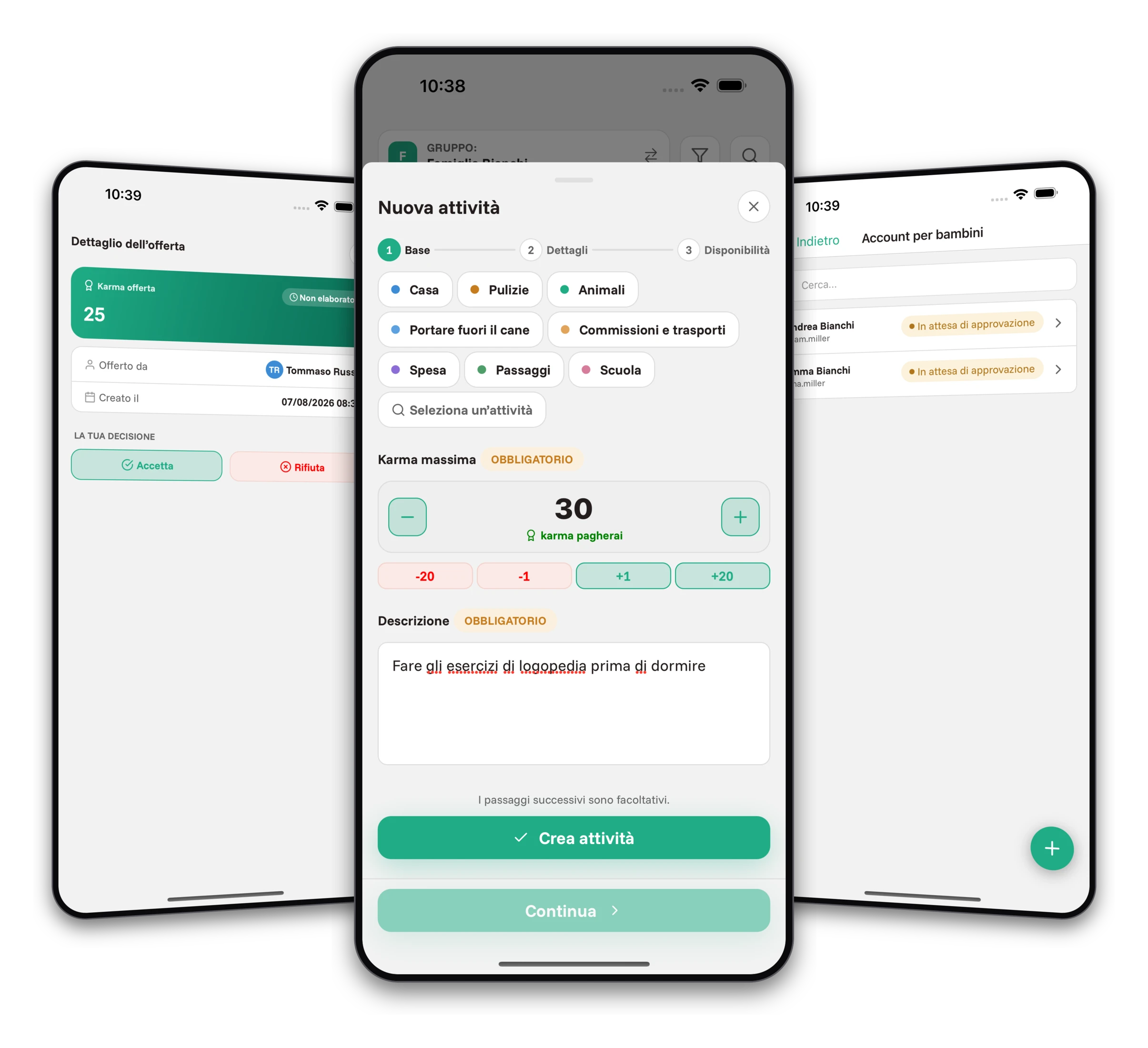 Screenshot dell'app Jobiro - Premiare i figli tramite valuta virtuale e possibilità di pagare la paghetta.