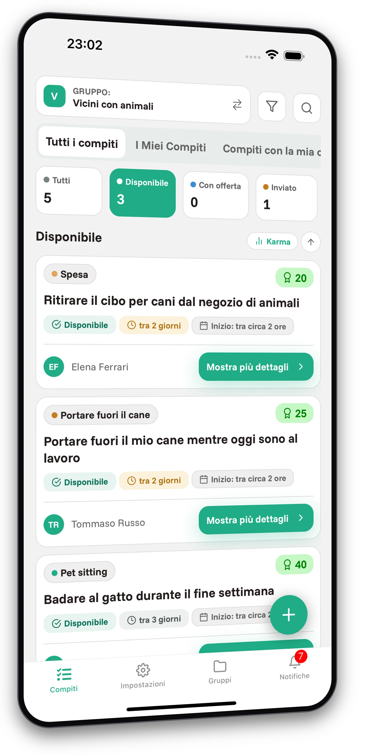 Set di screenshot dell'app Jobiro - Anteprima dei gruppi privati per i proprietari di animali. - Screenshot 1
