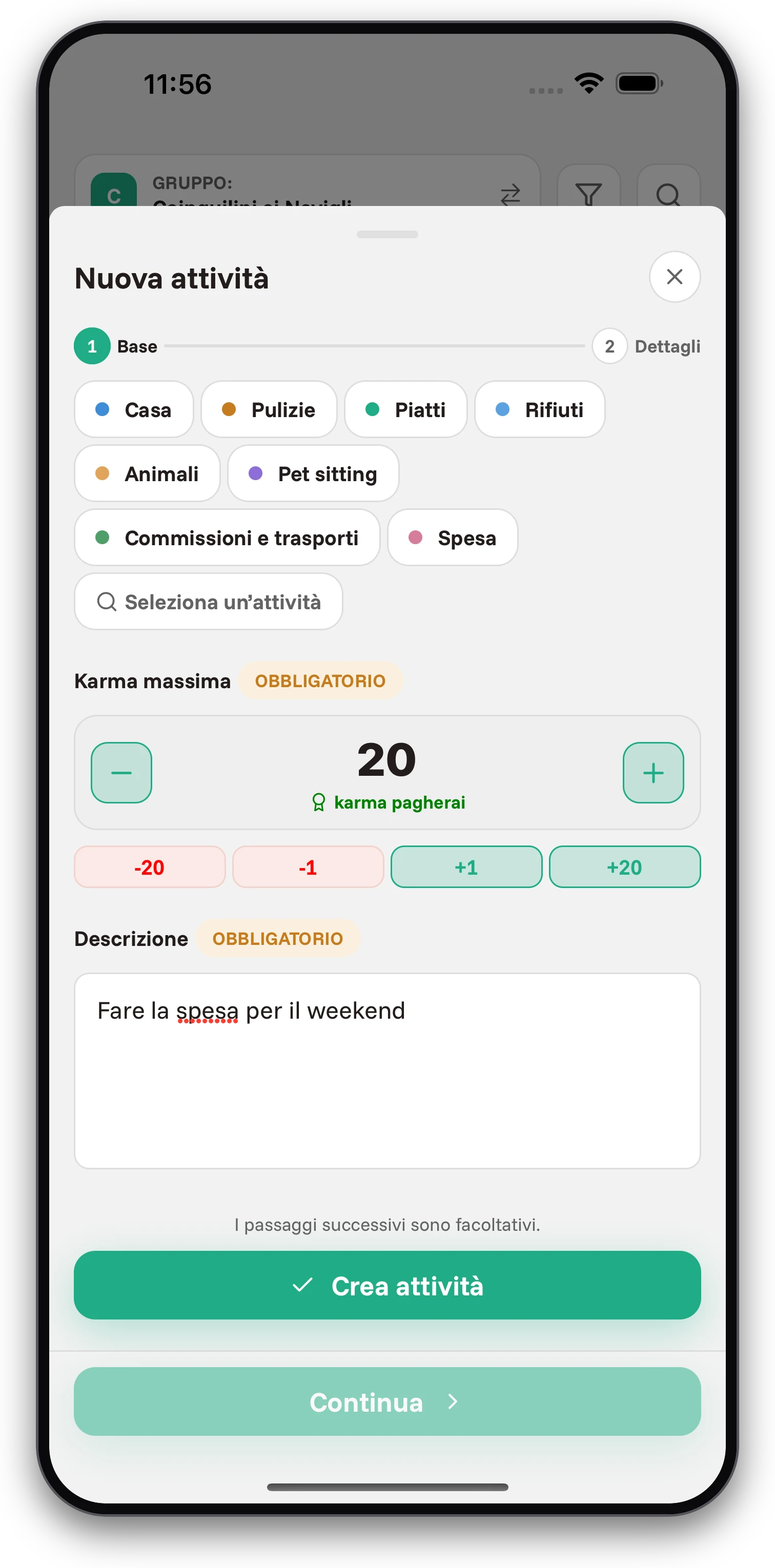 Screenshot dell'app Jobiro - Ricompensa per le attività sotto forma di karma. - Screenshot 1