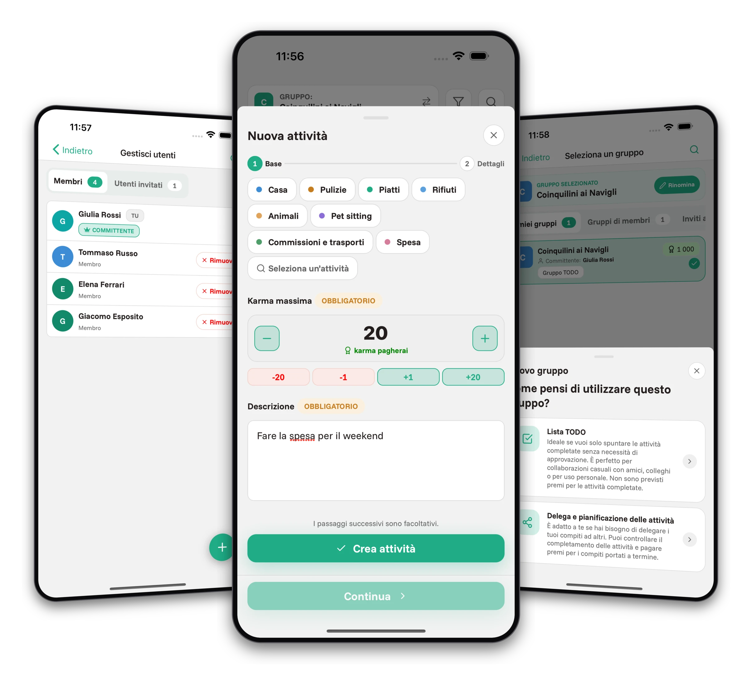 Screenshot dell'app Jobiro - Ricompensa per le attività sotto forma di karma.