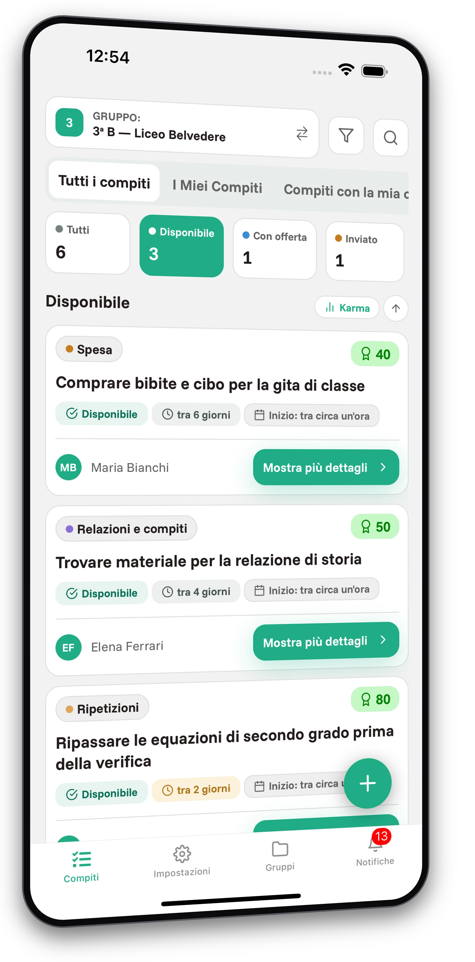 Set di screenshot dell'app Jobiro - Anteprima dei gruppi privati per gli studenti delle scuole superiori. - Screenshot 1