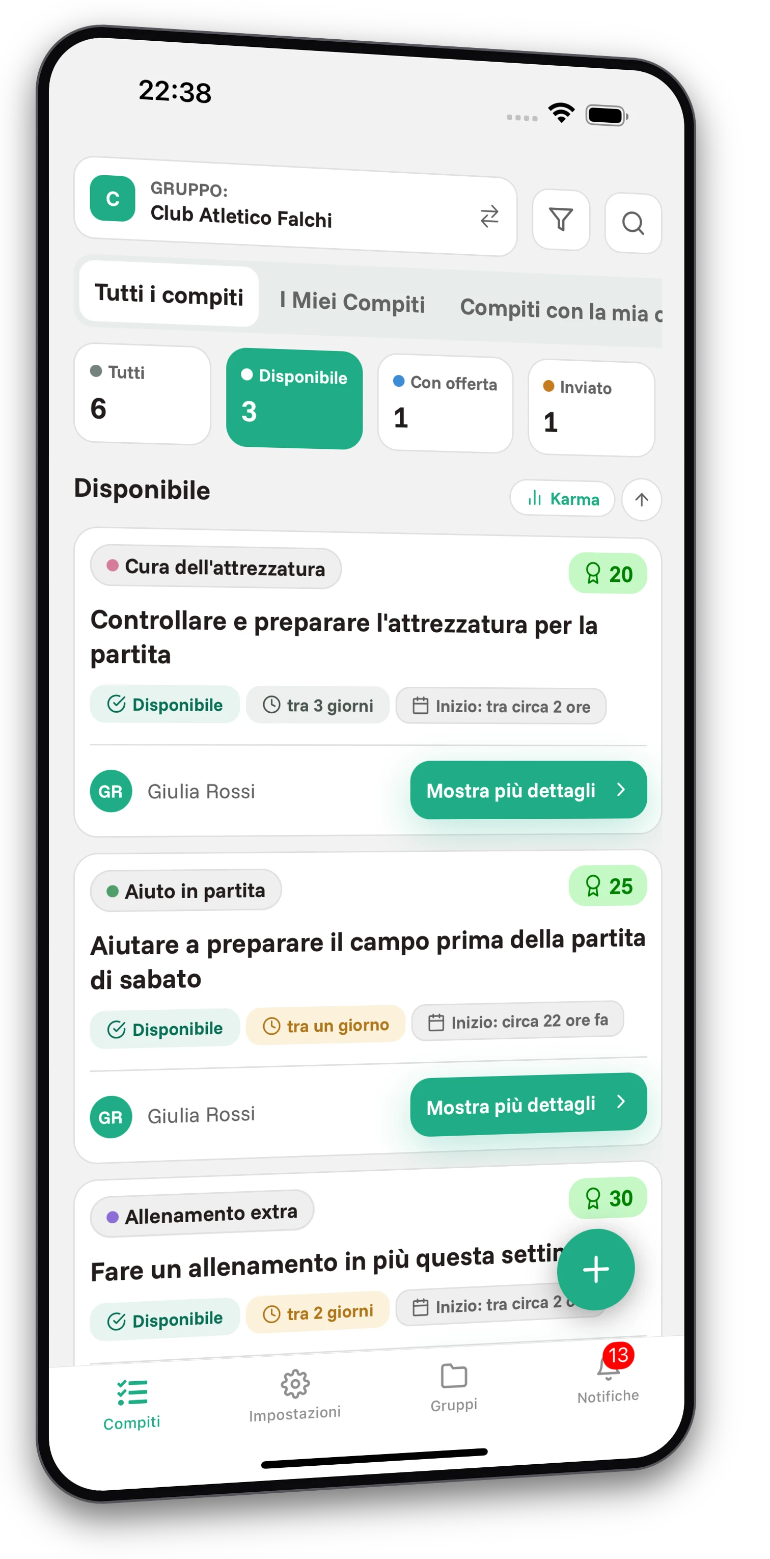 Set di screenshot dell'app Jobiro - Anteprima dei gruppi privati per allenatori e atleti. - Screenshot 1
