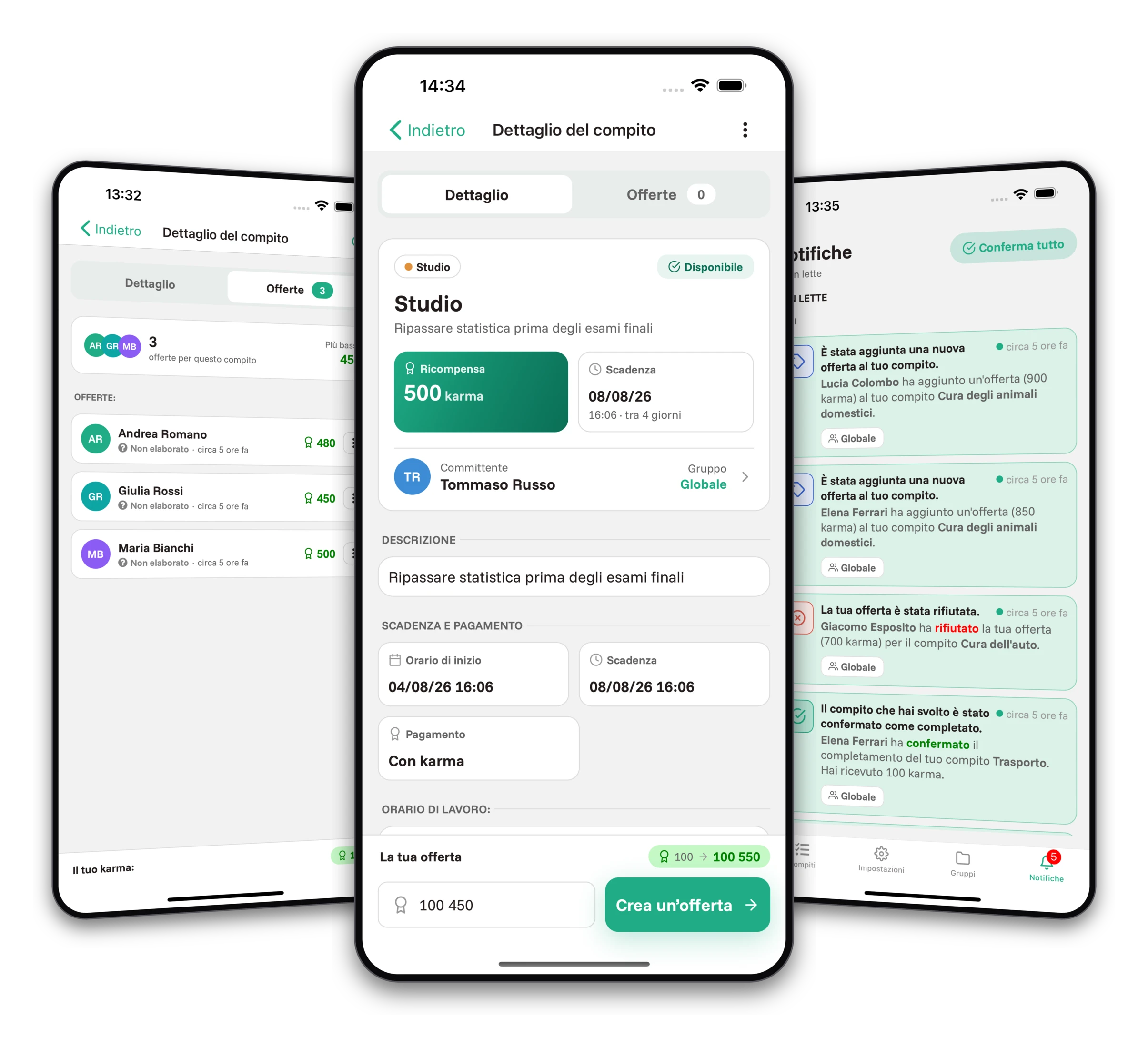 Screenshot dell'app Jobiro - Scelta del risolutore dell'attività e delle migliori offerte.