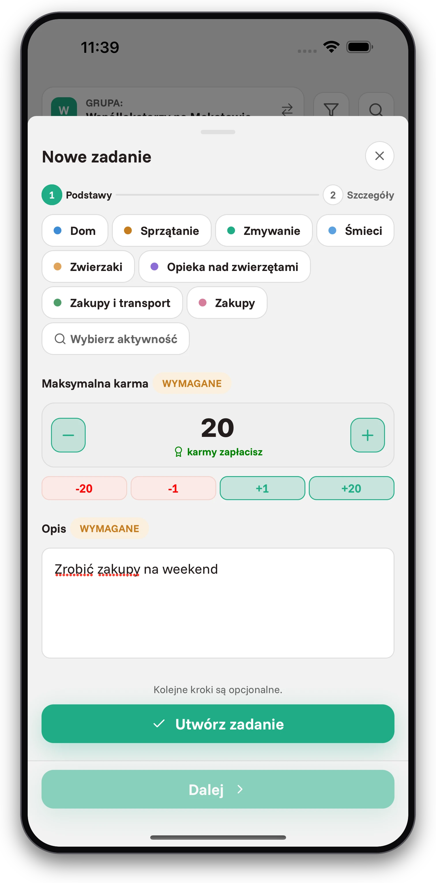 Screenshoty aplikacji Jobiro - Nagroda za zadania w formie karmy. - Screenshot 1