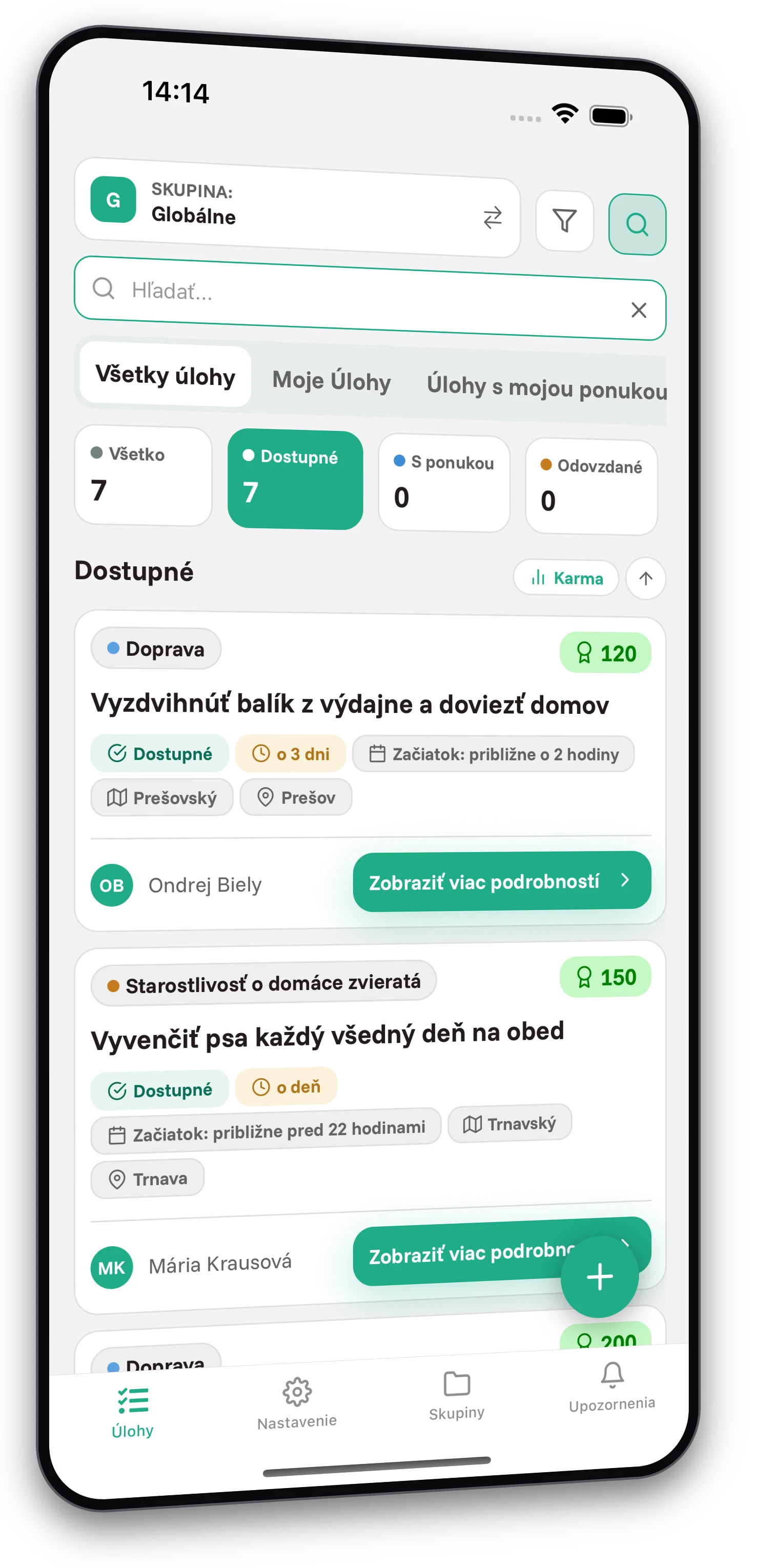 Screenshot z aplikácie Jobiro - Veľa úloh a úplne zadarmo a bez obmedzení.