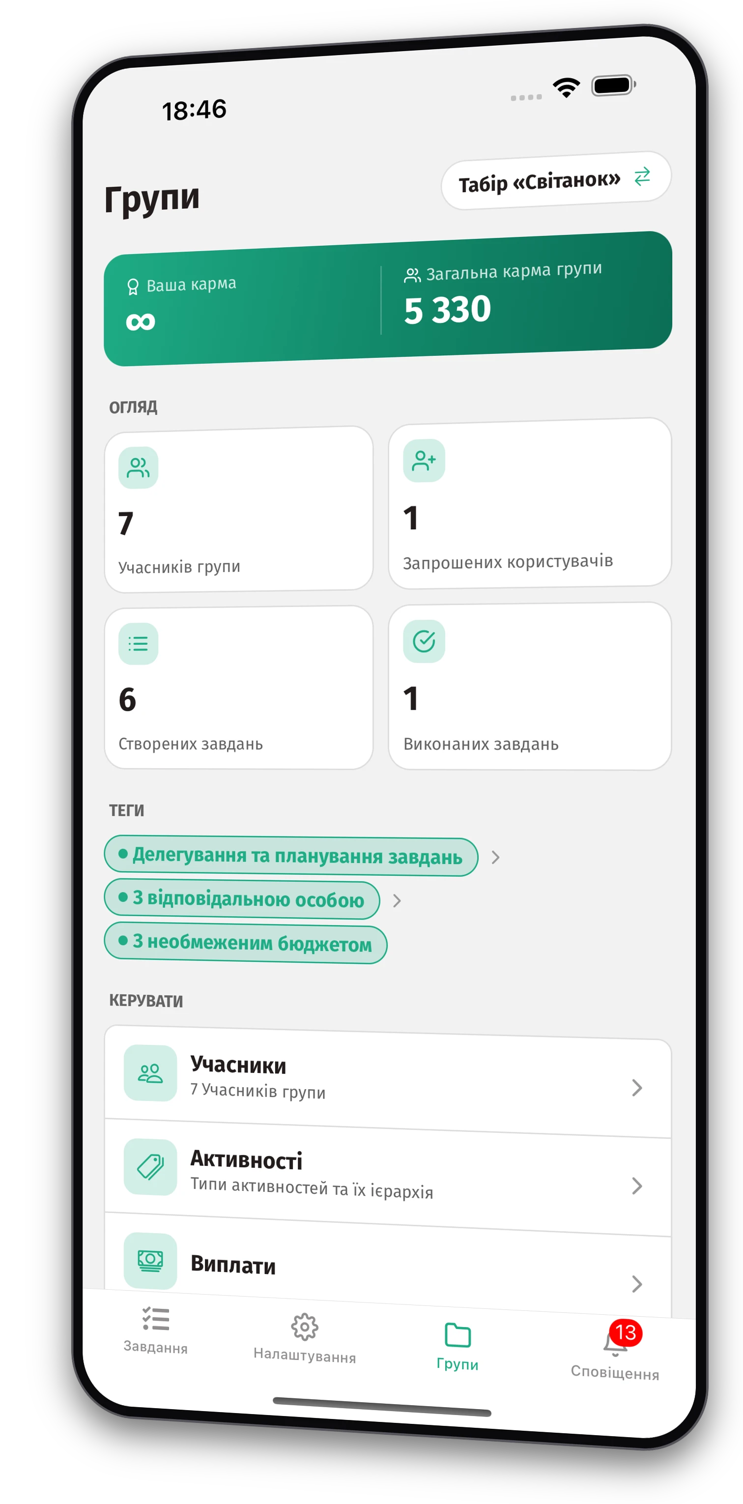 Набір скріншотів додатка Jobiro - Огляд приватних груп для організаторів таборів. - Screenshot 2